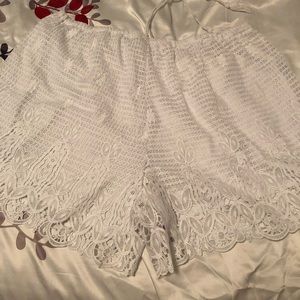 Cato Shorts - White Lacy Linen Drawstring Shorts Cato Shorts - White Lacy Linen Drawstring Shorts